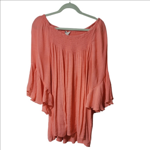 EST. 1946 Gauzy Tunic In Salmon Color, Bell Sleeves. Plus Size 22/24
